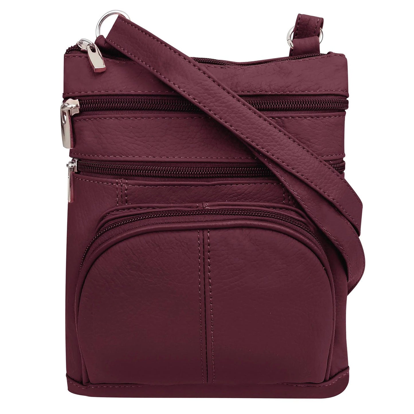 SILVERFEVER Women's Shoulder Crossbody Round RFID Pocket Small Genuine Leather Bag