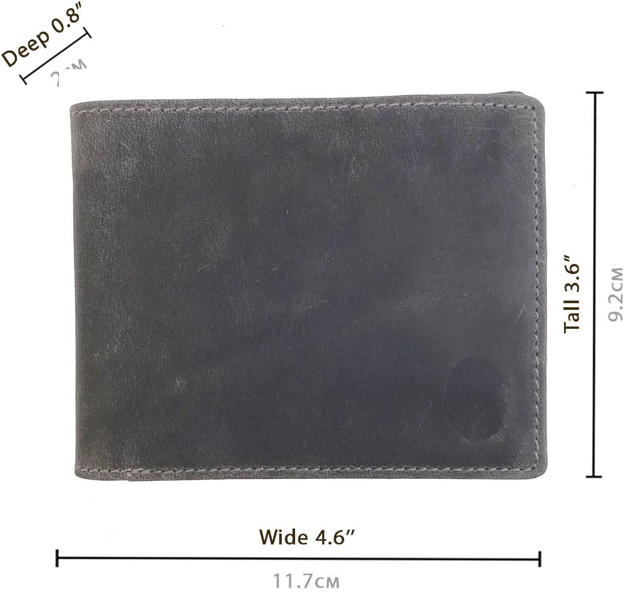 Leather Wallet for Men's-Genuine Washed Calf RFID Blocking Bifold Men Wallet With Coin Pocket (Vertical Flip Stitched Collar, Black)