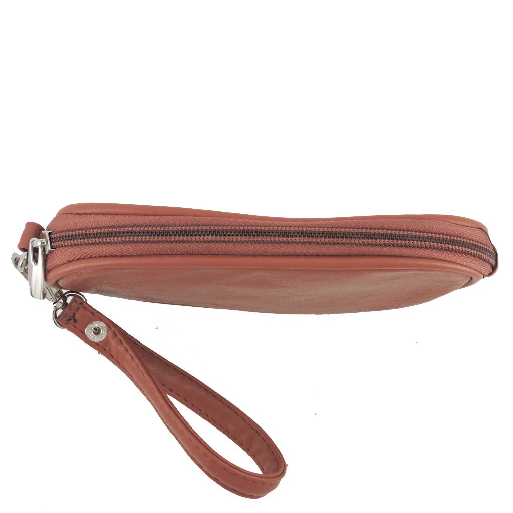 Leather Eyeglass Glasses Case with Wristlet Handle, Padded WOMAN