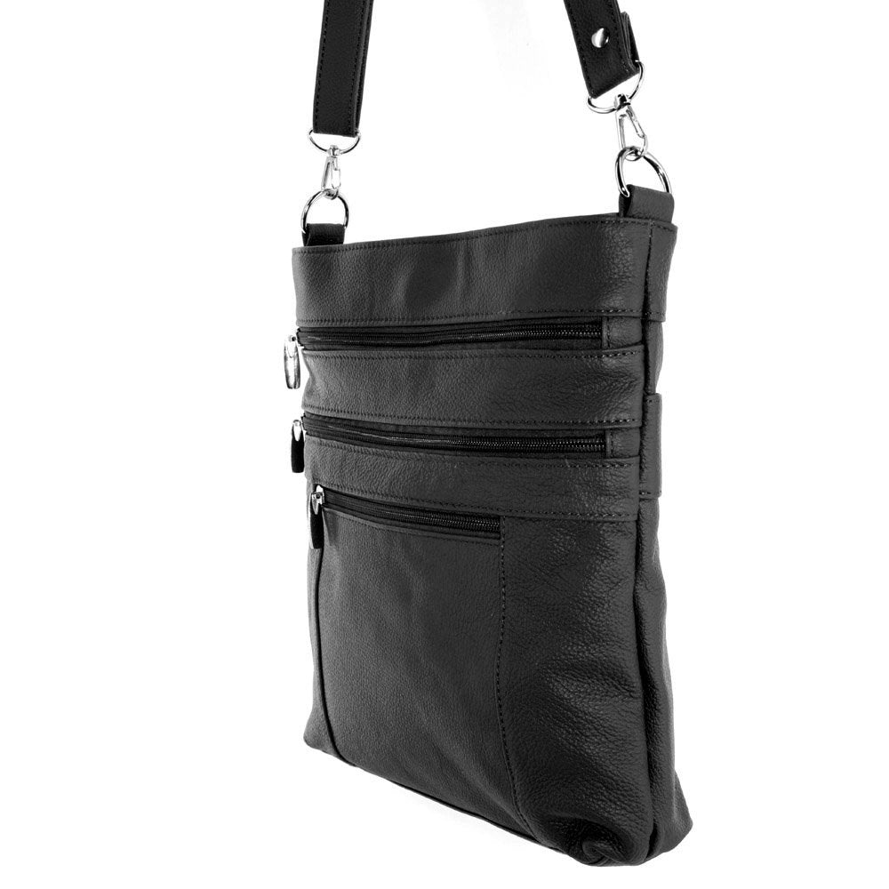 Silver Fever Messenger Italian Leather Shoulder Cross Body Bag Ipad Compatible Unisex