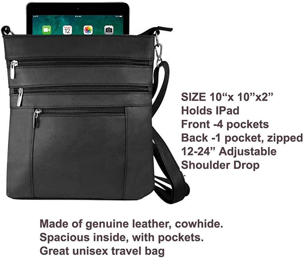 Silver Fever Messenger Italian Leather Shoulder Cross Body Bag Ipad Compatible Unisex