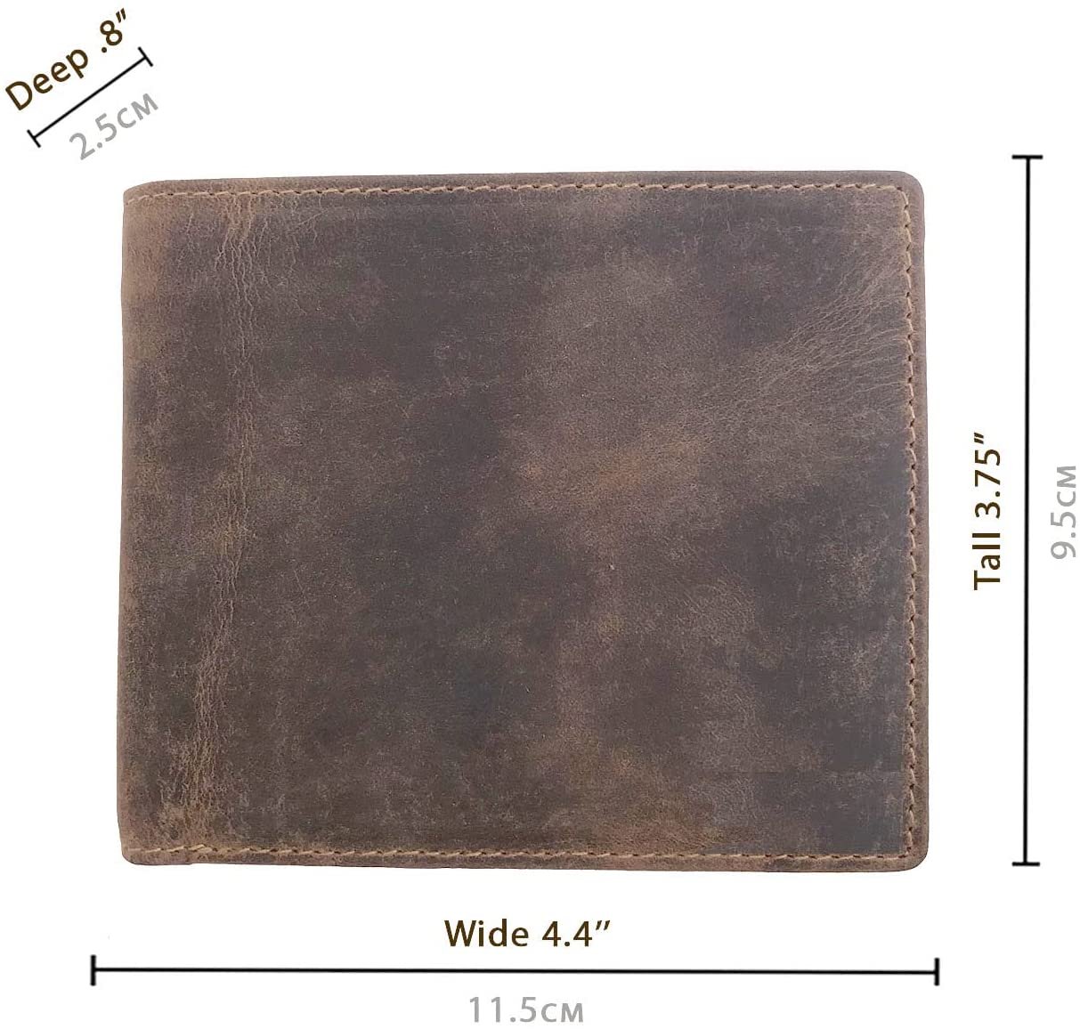 Leather Wallet for Men's-Genuine Washed Calf RFID Blocking Bifold Men Wallet With Coin Pocket (Vertical Flip Stitched Collar, Black)