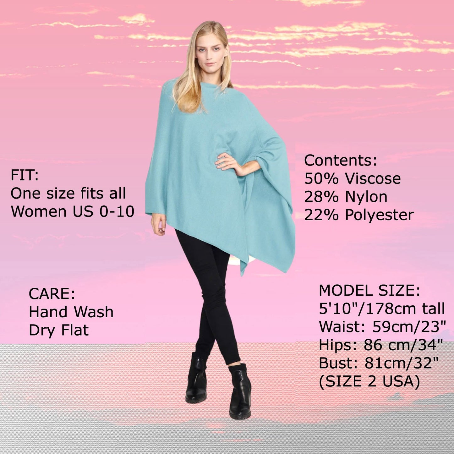 Look by M Women's Basic Poncho Year Round Cover Special Occasion for Every Day