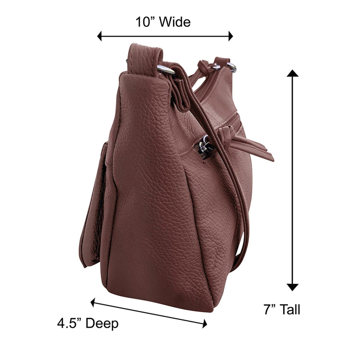 Women's Leather Medium Cross Body Purse Shoulder Ladies Handbag with Many Pocket