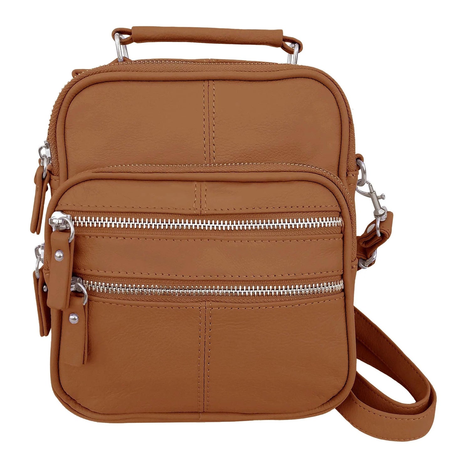 Cowhide Leather Men's Messenger Crossbody w Top Handle & Removable CB Strap