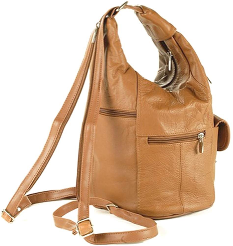 Women's Cowhide Leather Backpack Convertible Sling One Shoulder Large Bag Secure Entry |7 Pocket