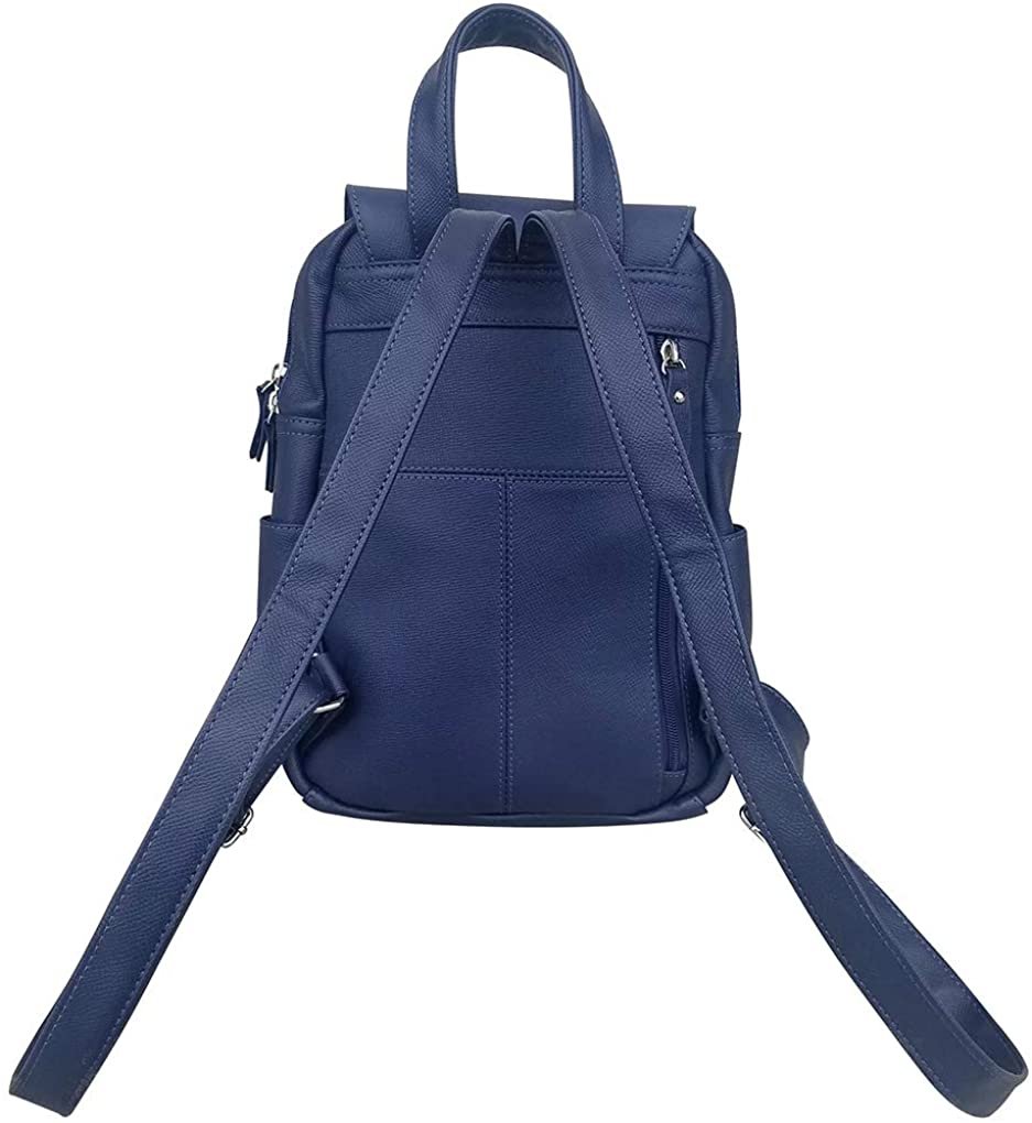 Leather Women's Backpack w Flip Rain Cover & Top Handle