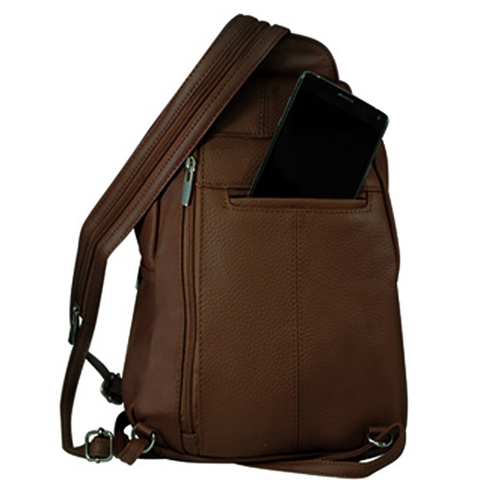 Leather Sling Backpack Convertible Medium Size Top Entry