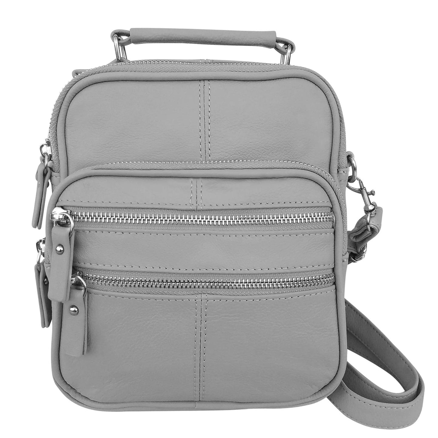 Cowhide Leather Men's Messenger Crossbody w Top Handle & Removable CB Strap