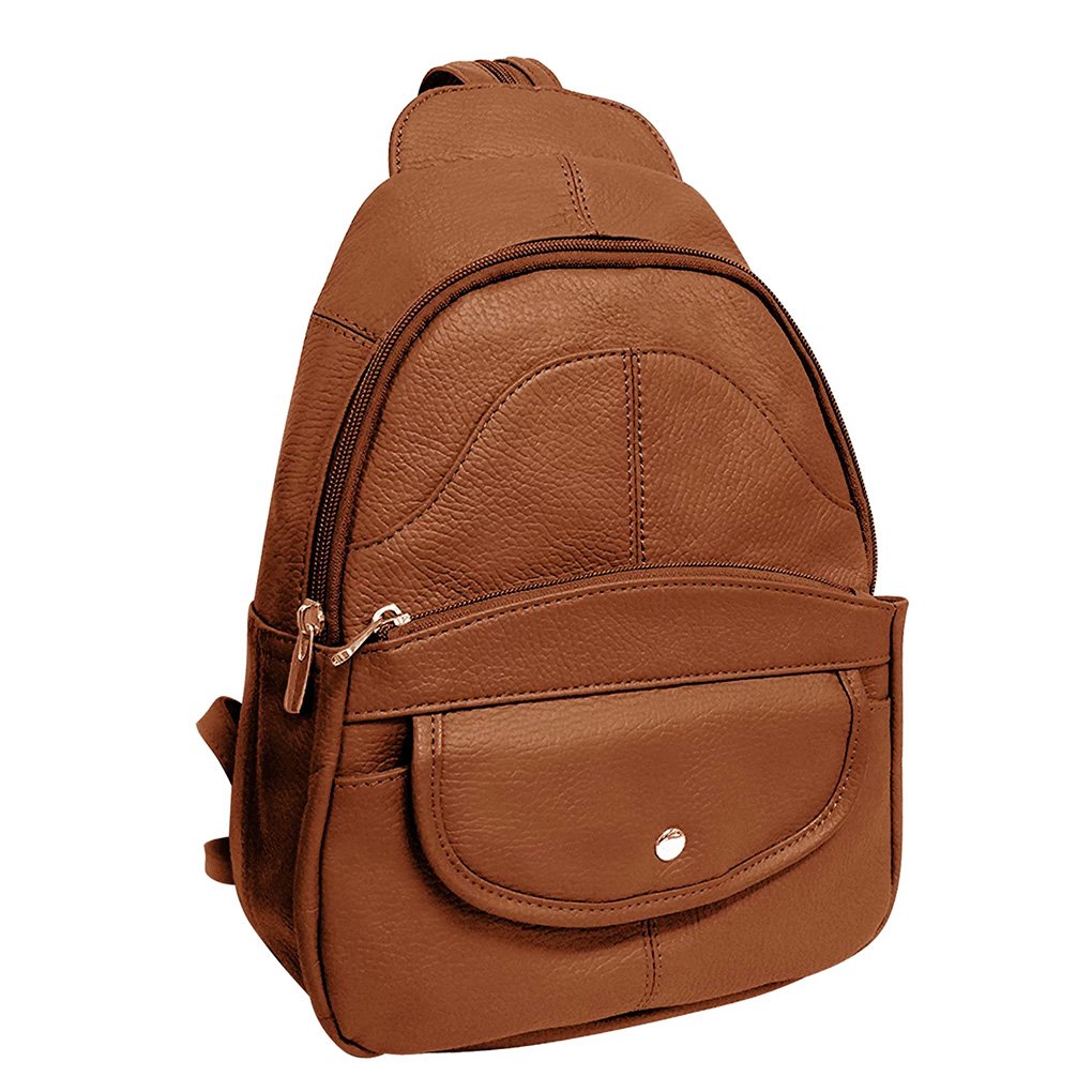 Leather Sling Backpack Convertible Medium Size Top Entry