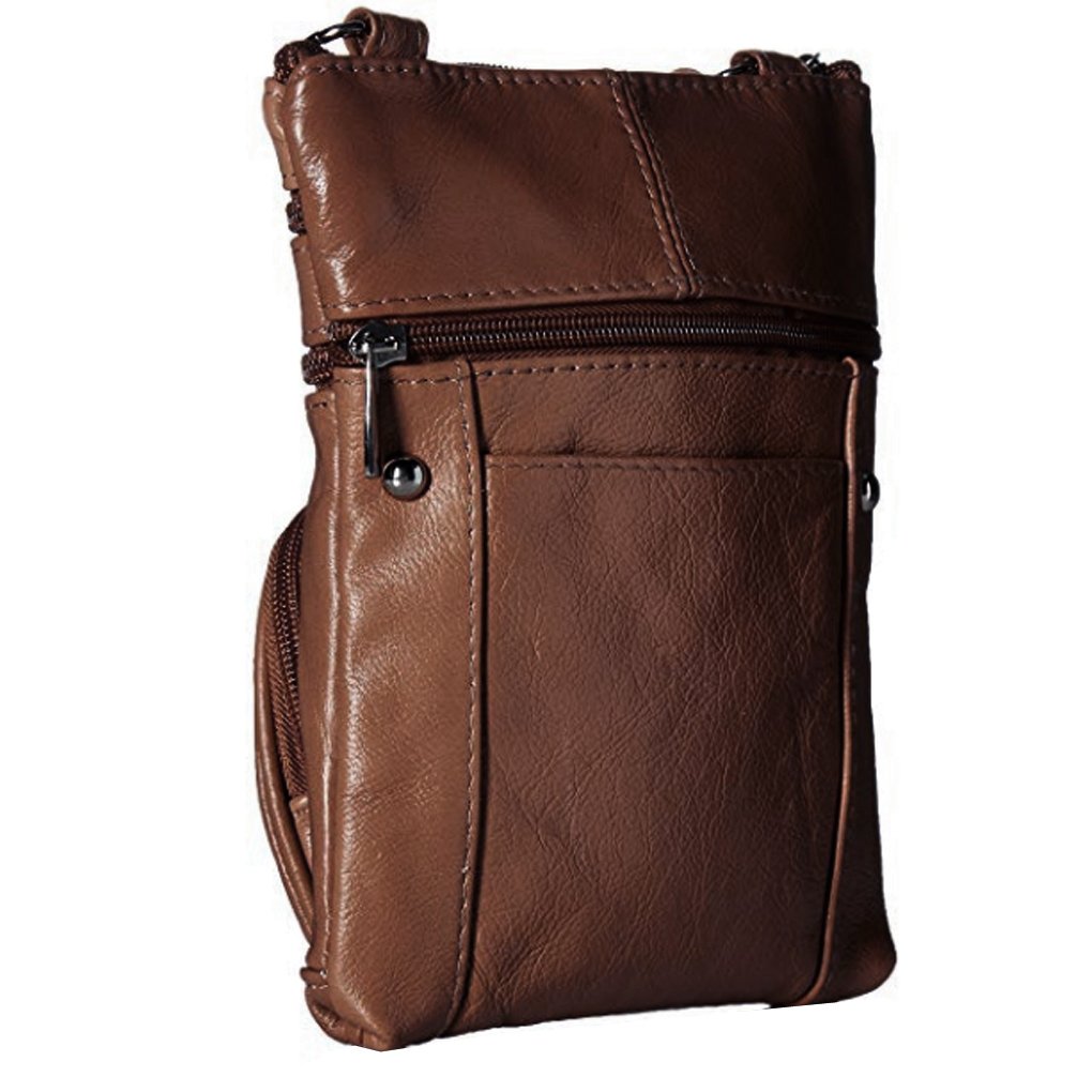 SILVERFEVER Women's Shoulder Crossbody Round RFID Pocket Small Genuine Leather Bag