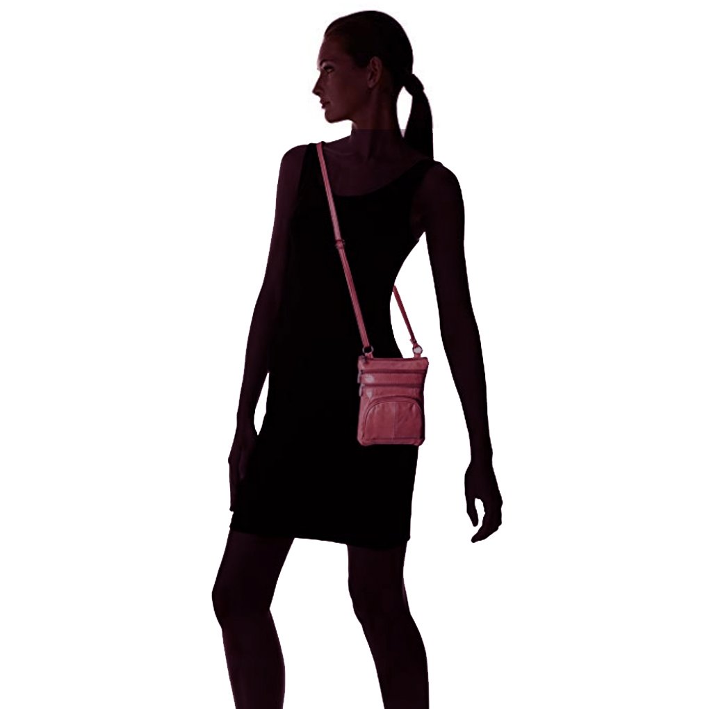 SILVERFEVER Women's Shoulder Crossbody Round RFID Pocket Small Genuine Leather Bag