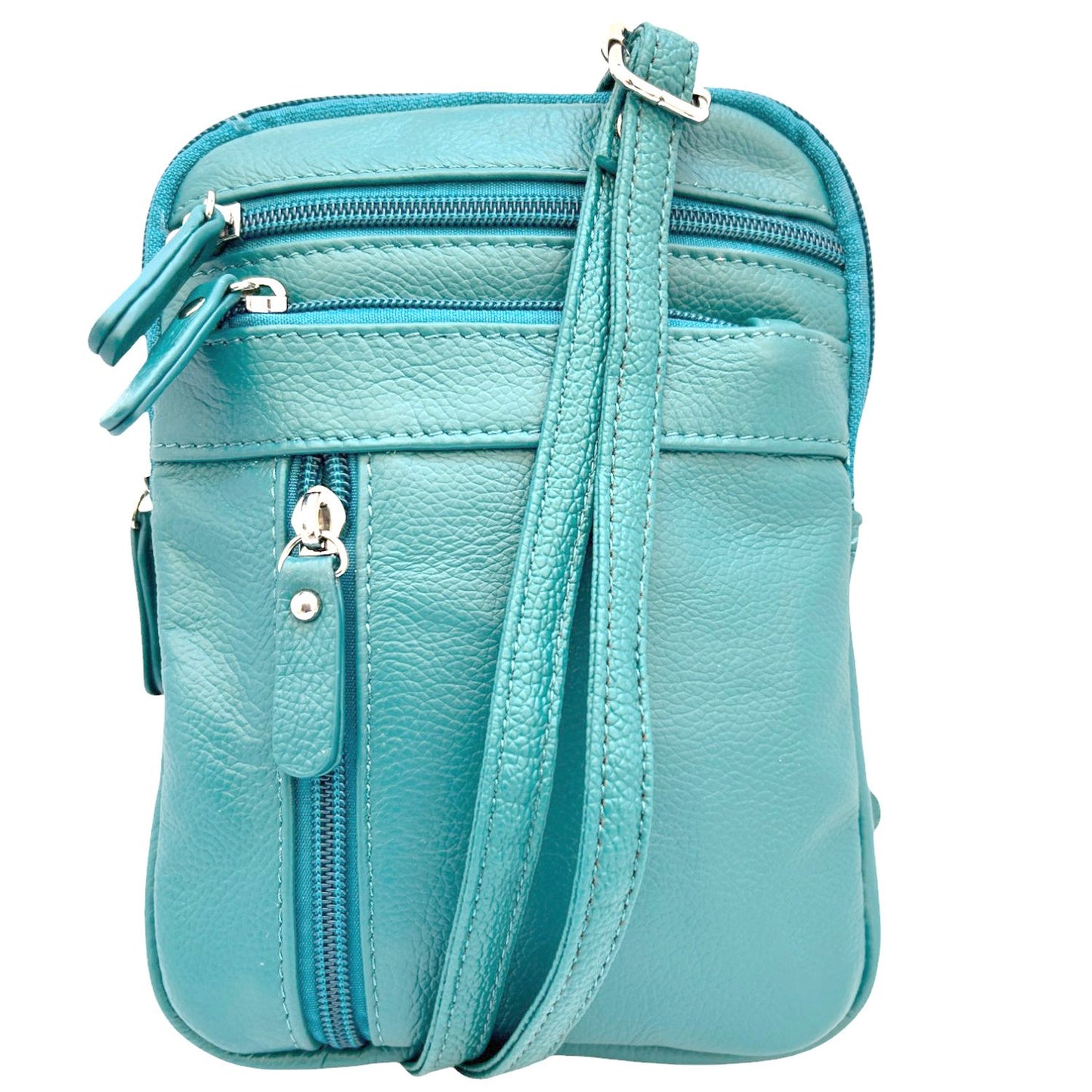 Women's Leather Crossbody, Shoulder, or Belt Bag – Vertical 4-Pocket Organizer Pouch