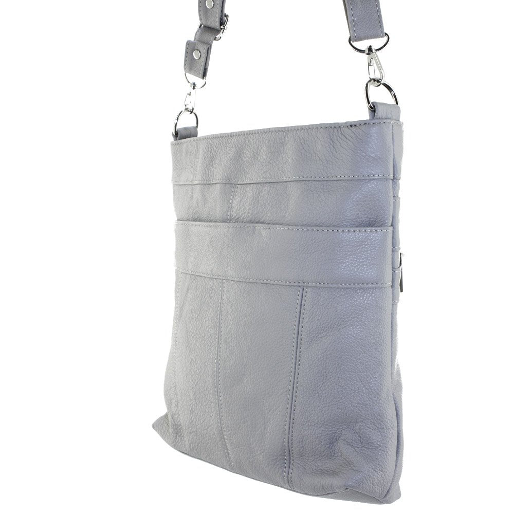 Silver Fever Messenger Italian Leather Shoulder Cross Body Bag Ipad Compatible Unisex