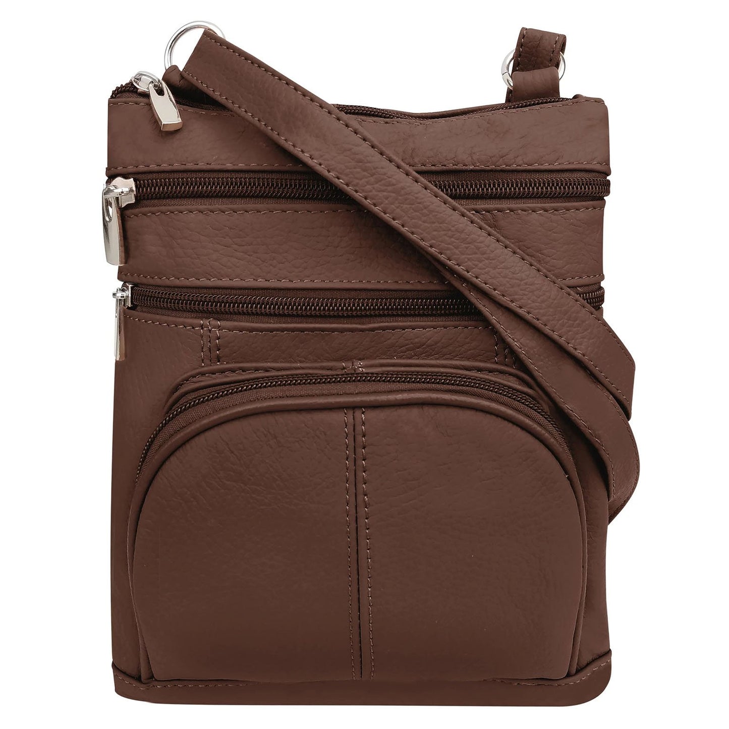 SILVERFEVER Women's Shoulder Crossbody Round RFID Pocket Small Genuine Leather Bag