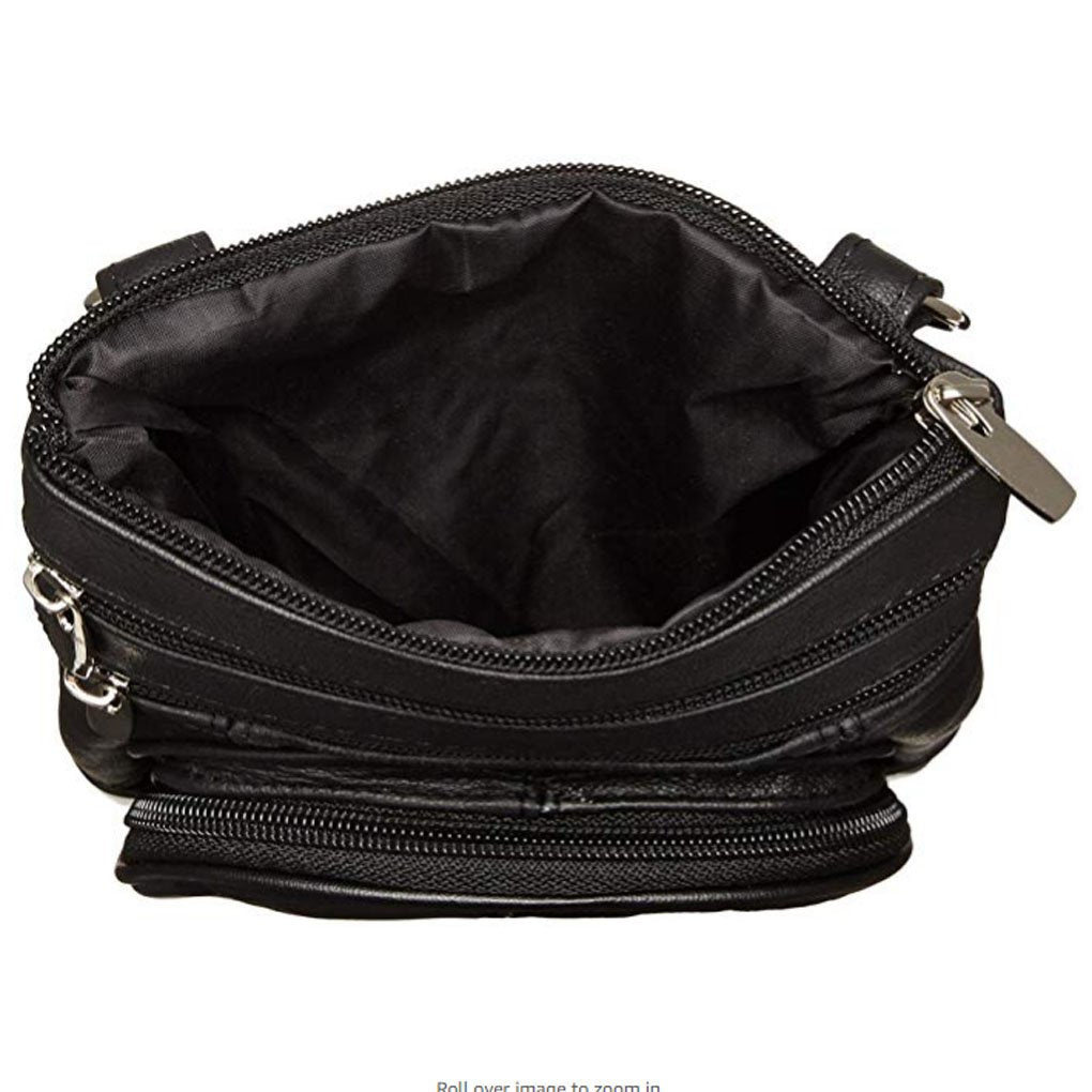 SILVERFEVER Women's Shoulder Crossbody Round RFID Pocket Small Genuine Leather Bag