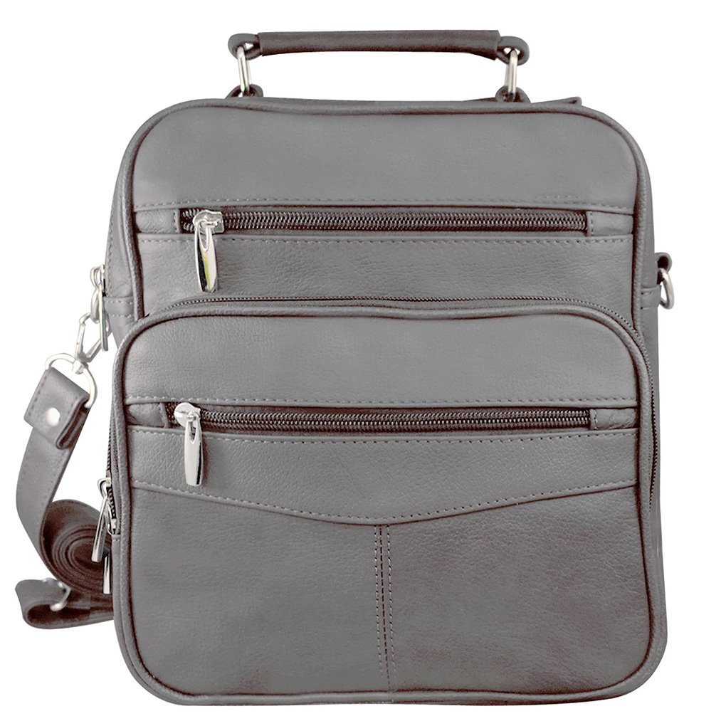 Cowhide Leather Men's Messenger Crossbody w Top Handle & Removable CB Strap