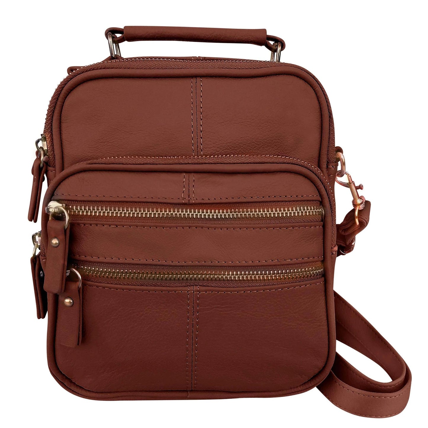Cowhide Leather Men's Messenger Crossbody w Top Handle & Removable CB Strap