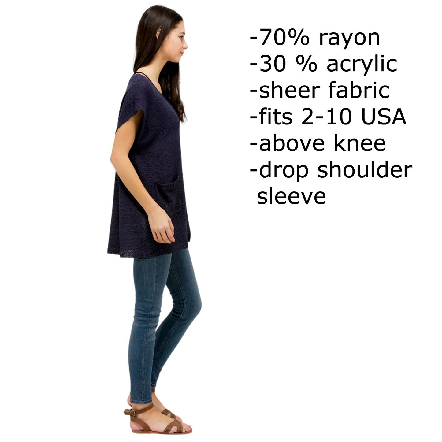 Look by M Sheer Denim Cover Up Pocket Poncho