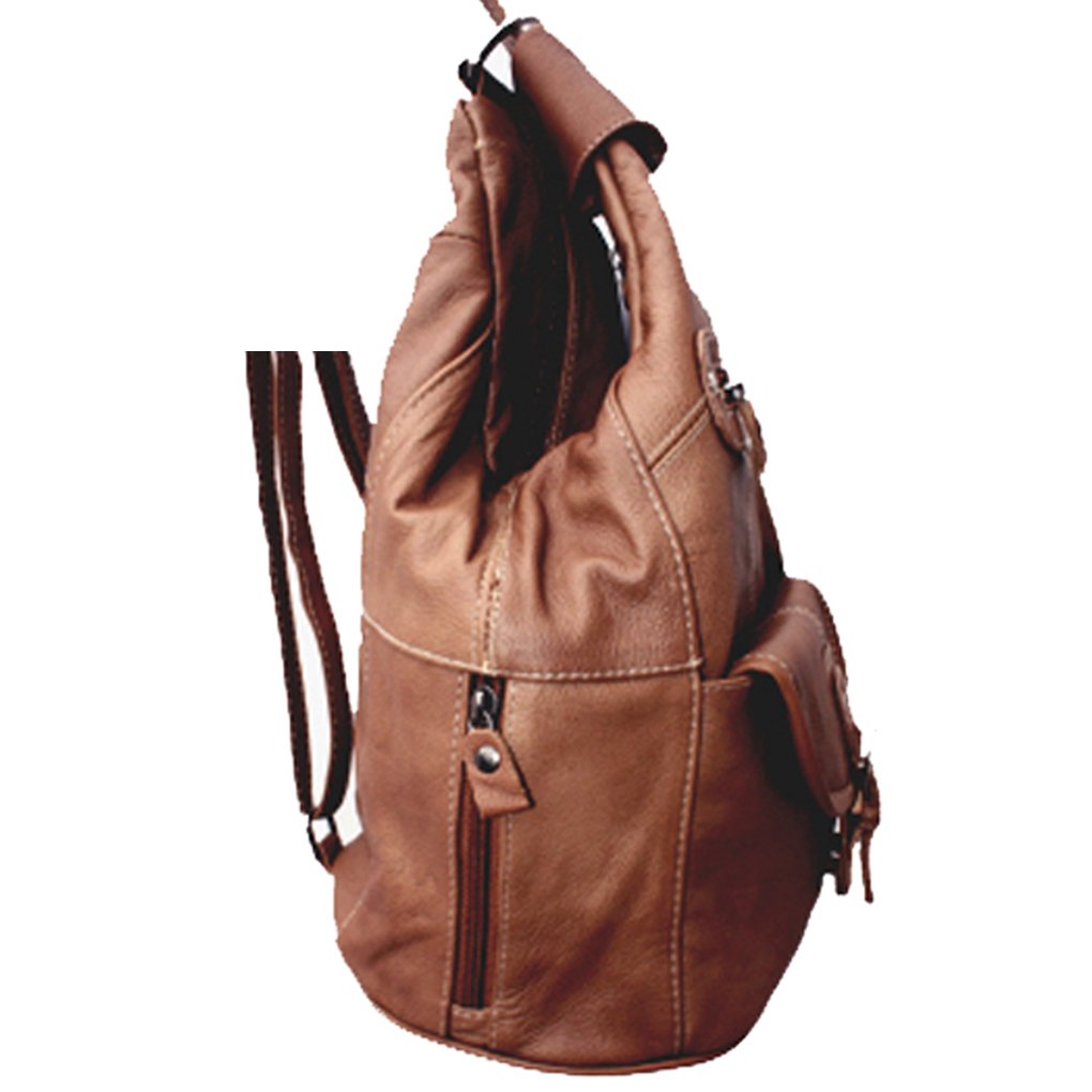 Women's Cowhide Leather Backpack Convertible Sling One Shoulder Large Bag Secure Entry |7 Pocket