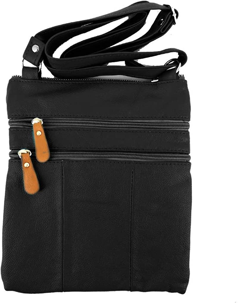 SILVERFEVER Genuine Leather Organizer Handbag Cross Body - Shoulder Travel Bag