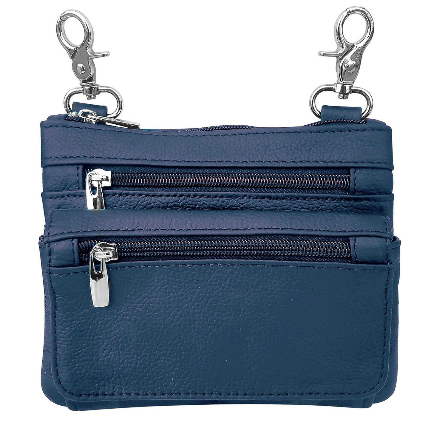 SILVERFEVER Leather Bike Rider Accordion Bag Cross Body Belt Phone Pack Pouch