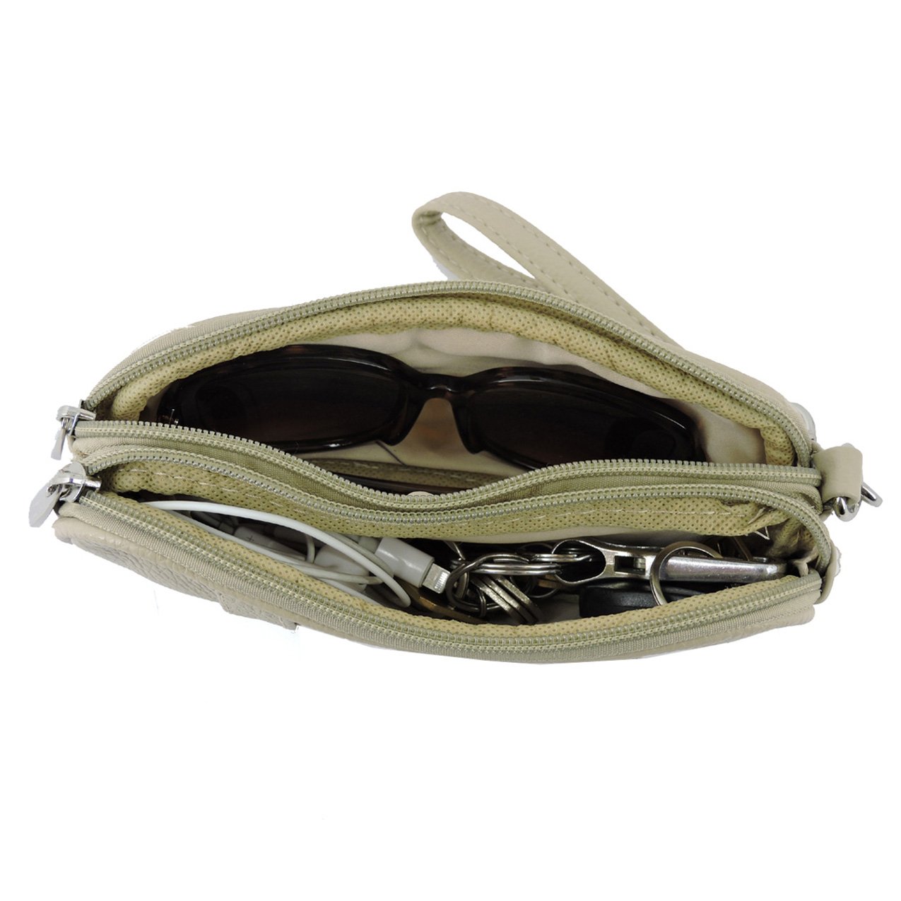 Leather Eyeglass Glasses Case with Wristlet Handle, Padded WOMAN