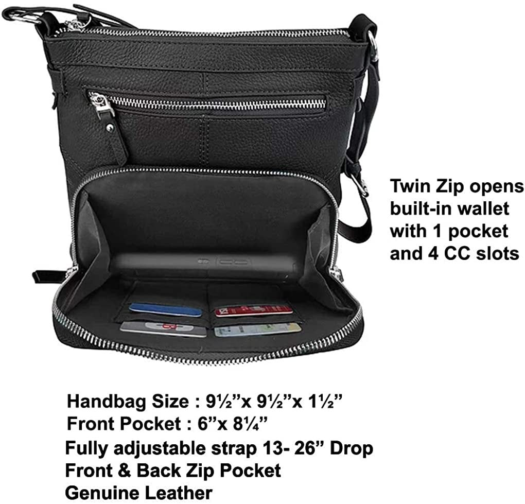 Women's Leather Large Crossbody Travel Handbag Water Resistant Purse SILVERFEVER
