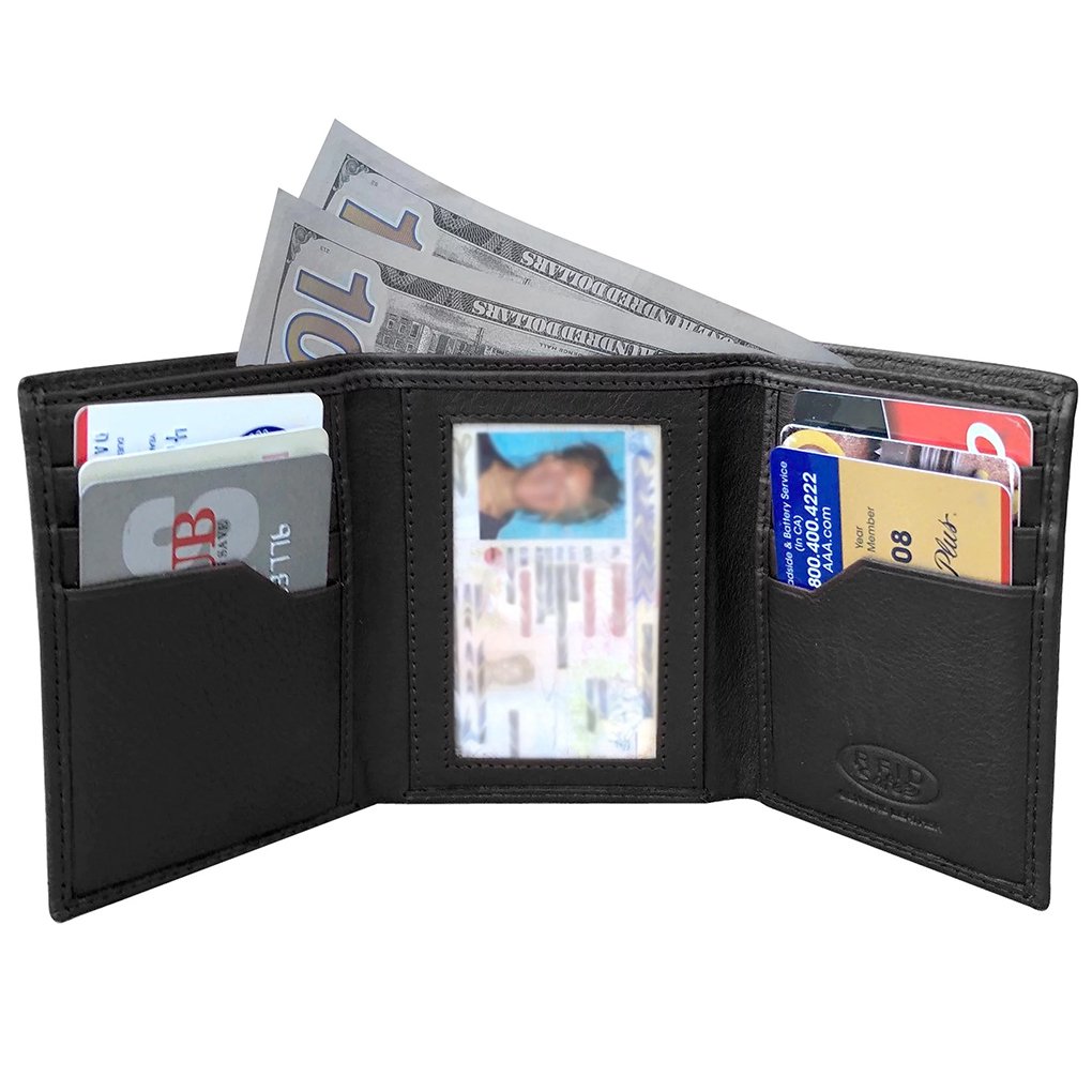 Men's RFID Leather Wallet Cowhide, ID, CC, Bill Pockets, Gift Box