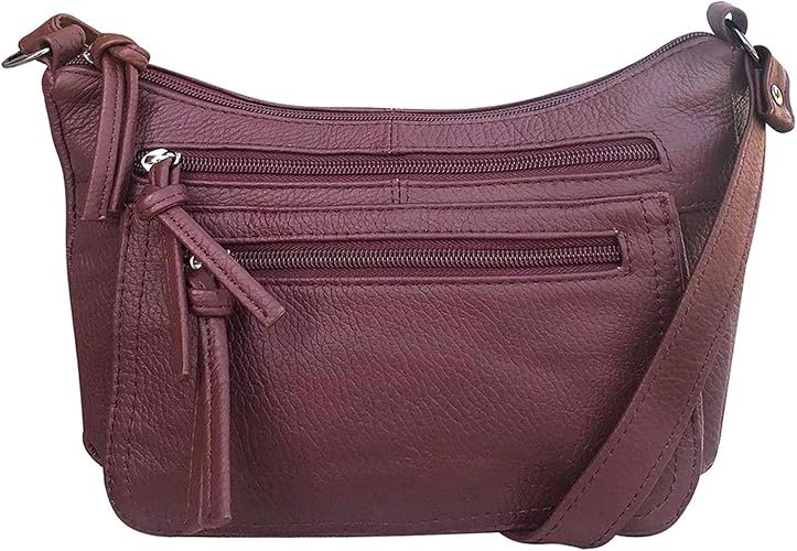 Women's Leather Medium Cross Body Purse Shoulder Ladies Handbag with Many Pocket