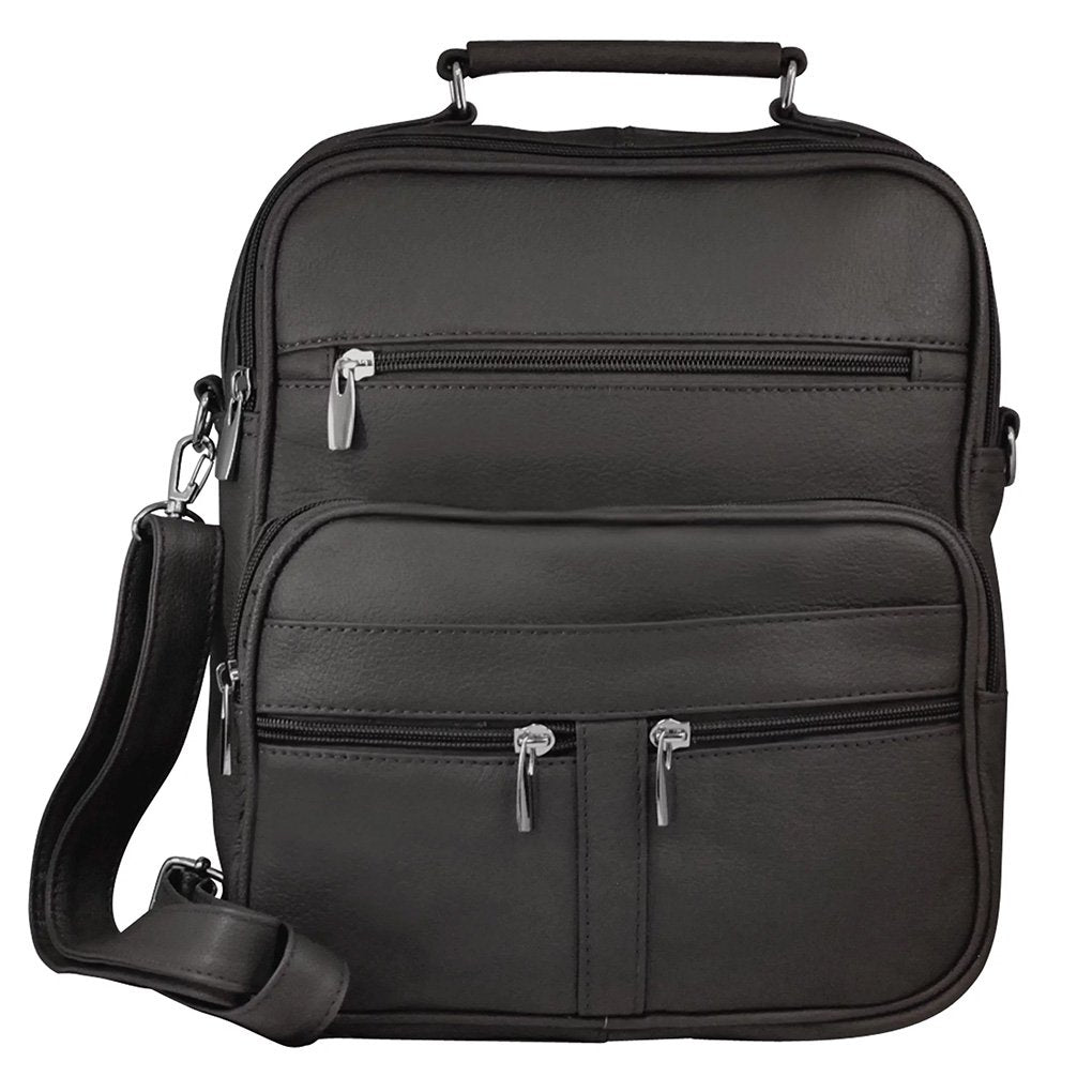 Cowhide Leather Men's Messenger Crossbody w Top Handle & Removable CB Strap
