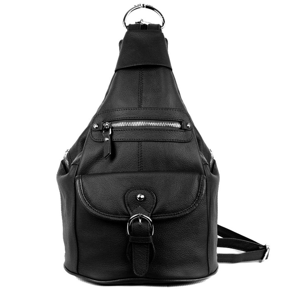 Women's Cowhide Leather Backpack Convertible Sling One Shoulder Large Bag Secure Entry |7 Pocket