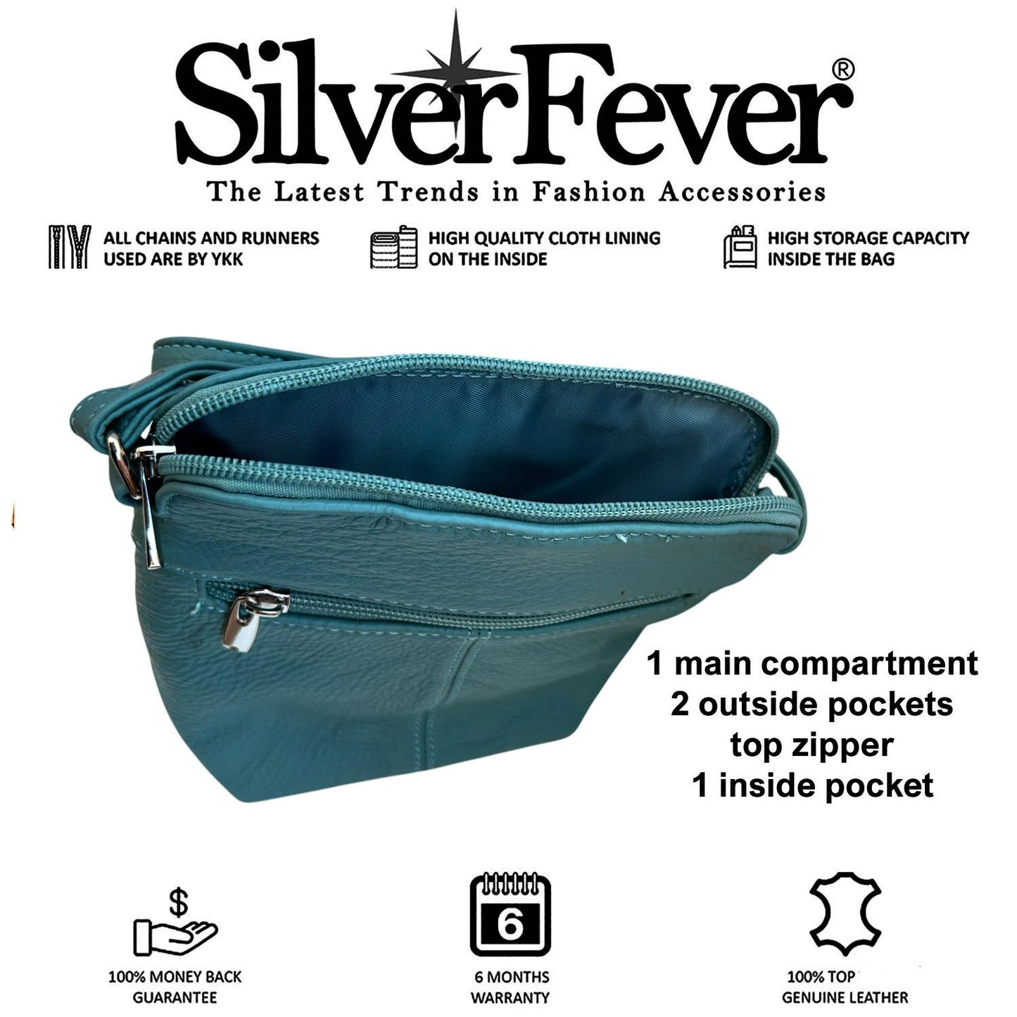 SILVERFEVER Women's Phone Crossbody Bag Trendy Small Purse Cowhide Leather Handbag (Black)