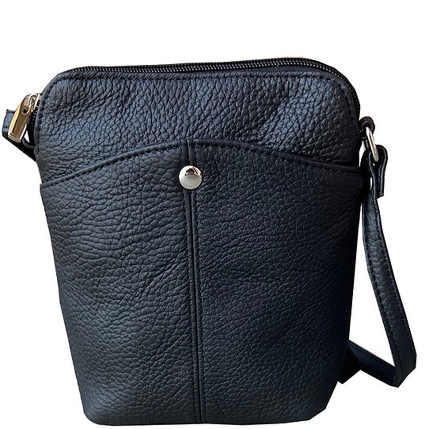SILVERFEVER Women's Phone Crossbody Bag Trendy Small Purse Cowhide Leather Handbag (Black)