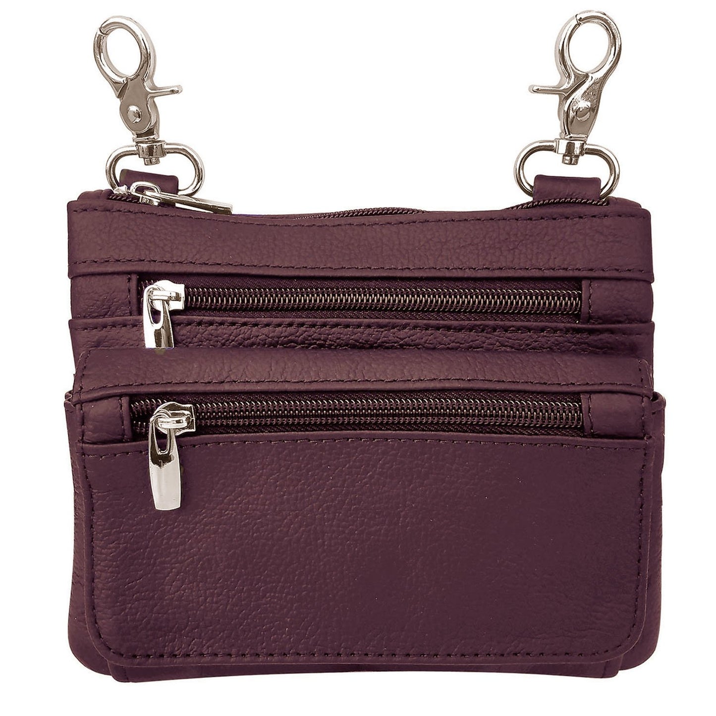 SILVERFEVER Leather Bike Rider Accordion Bag Cross Body Belt Phone Pack Pouch