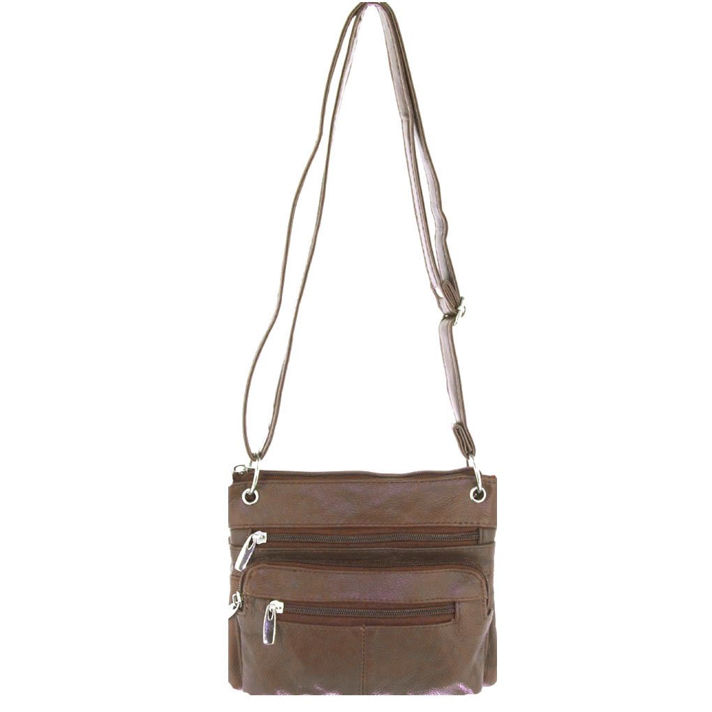 Genuine Leather East West Cross Body Organizer Bag MEDIUM SIZE