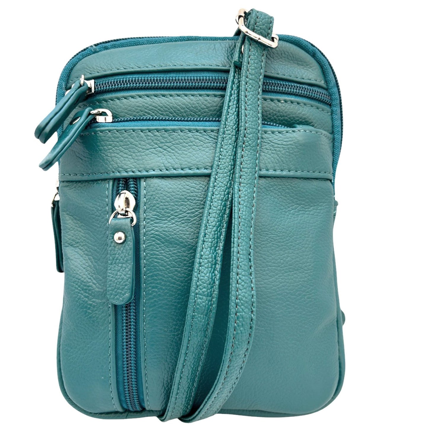 Women's Leather Crossbody, Shoulder, or Belt Bag – Vertical 4-Pocket Organizer Pouch