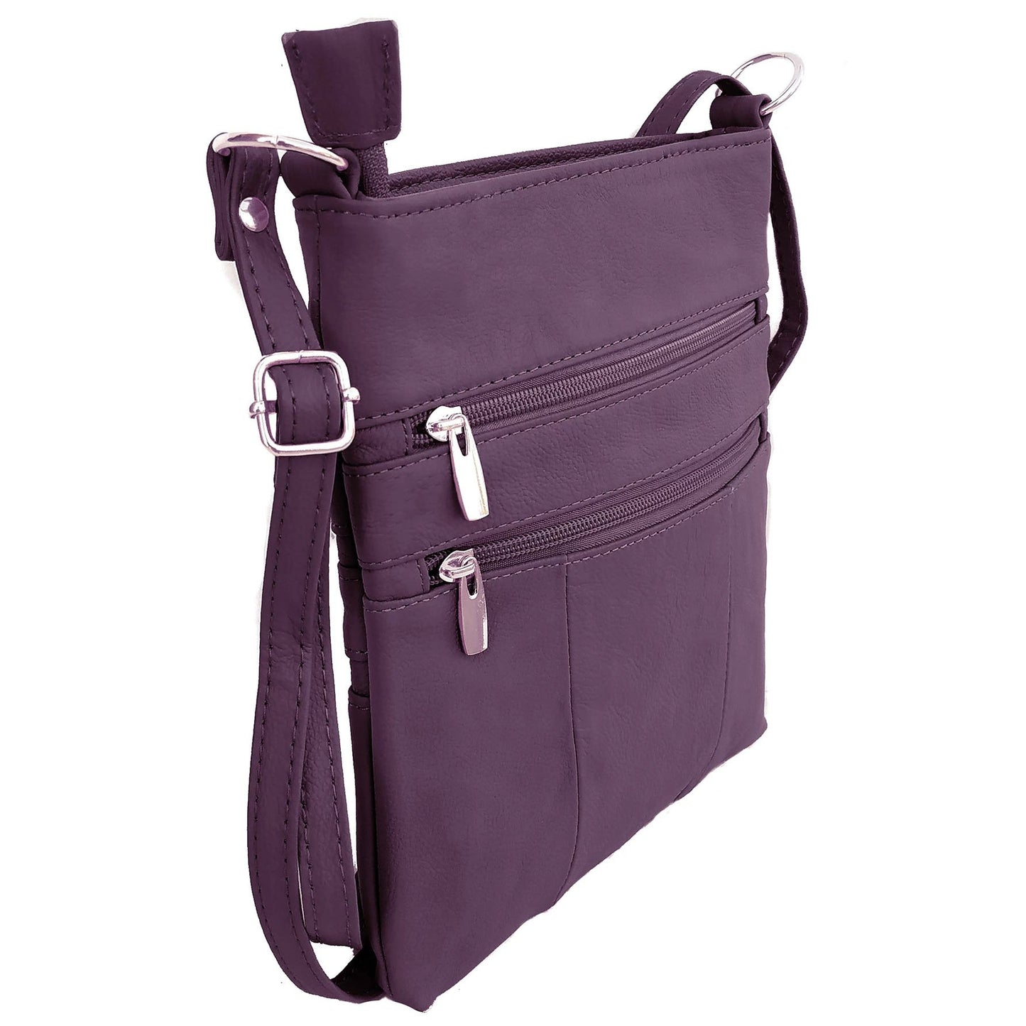 Genuine Leather Travel Shoulder Cross Body Purse Handbag Silver Fever