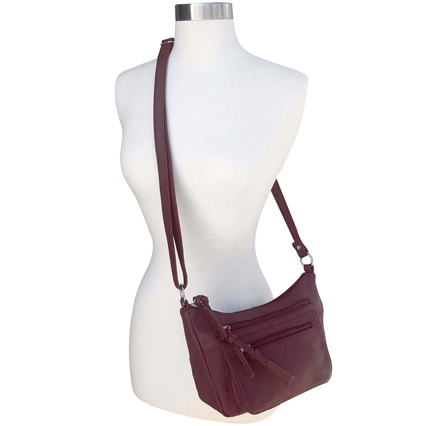 Women's Leather Medium Cross Body Purse Shoulder Ladies Handbag with Many Pocket