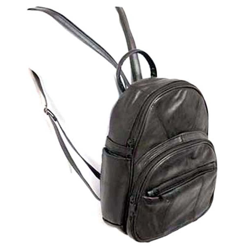 Silver Fever Genuine Leather Round Top Backpack Purse Organizer Bag