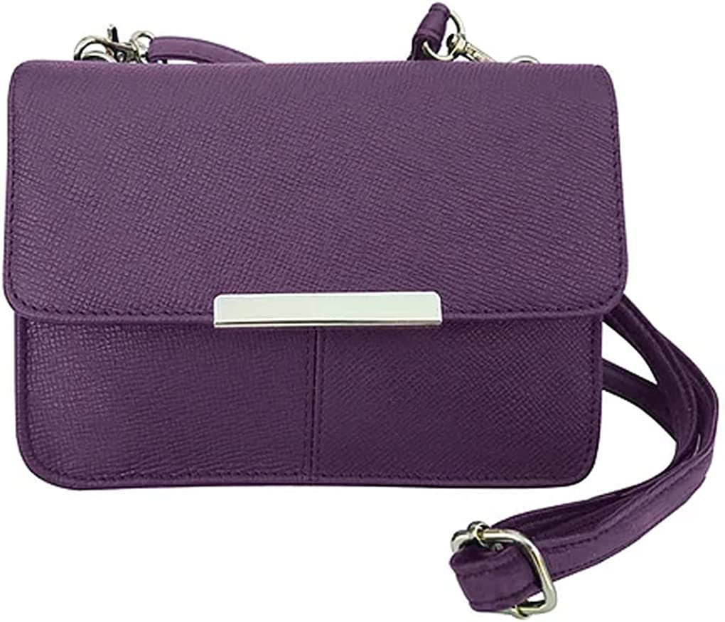 Cowhide Leather Womens Shoulder Purse Small Cross Body Organizer Bag with Many Pockets