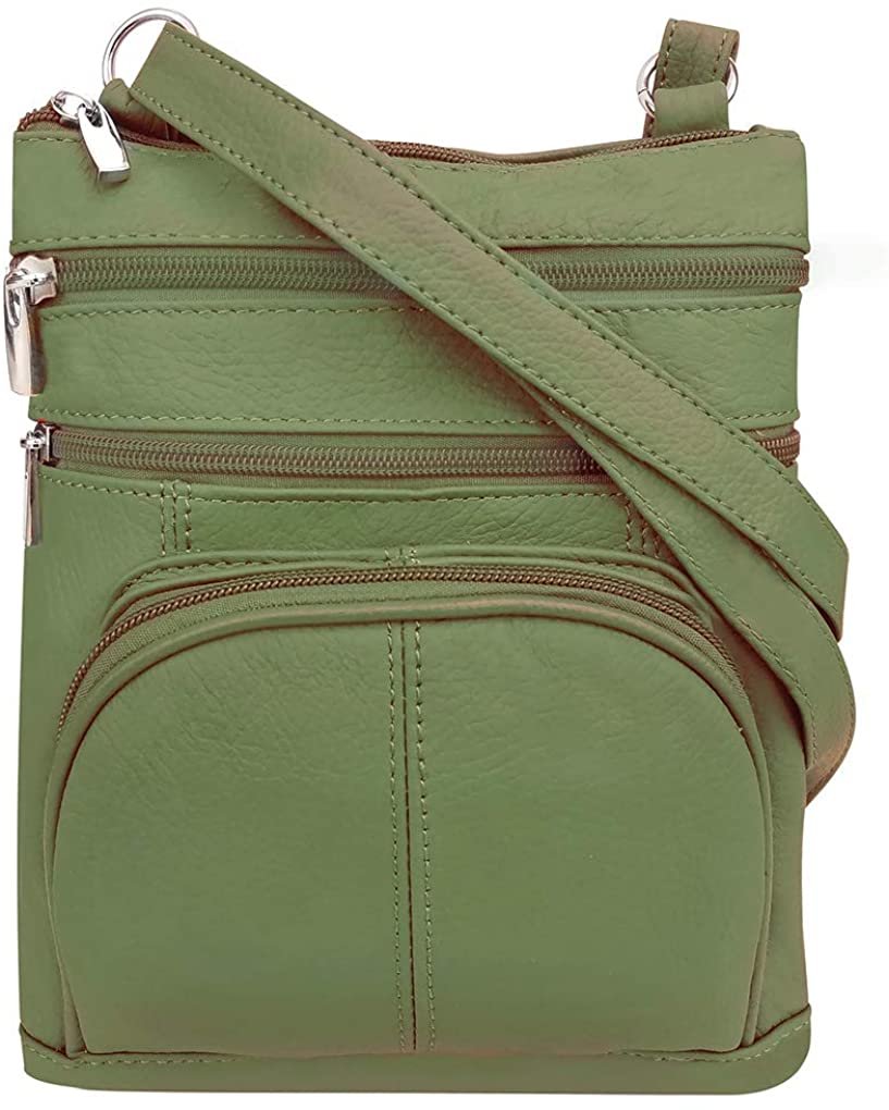 SILVERFEVER Genuine Leather Organizer Handbag Cross Body - Shoulder Travel Bag