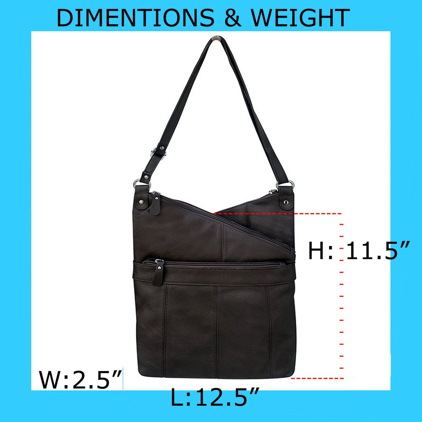 Women's Leather Large Crossbody Travel Handbag Water Resistant Purse SilverFever