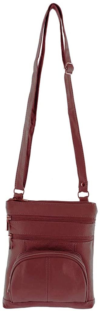 SILVERFEVER Genuine Leather Organizer Handbag Cross Body - Shoulder Travel Bag