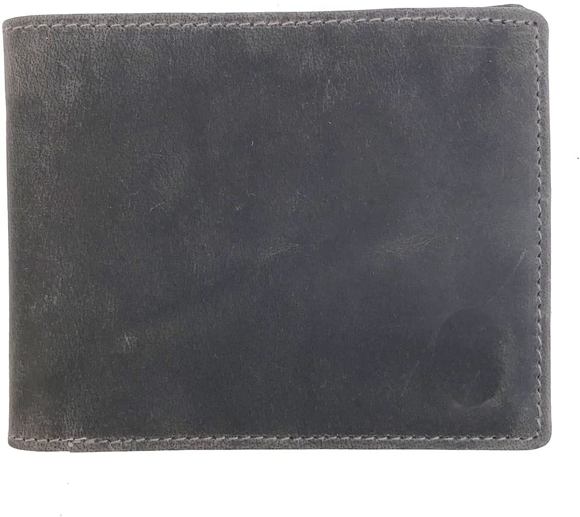Leather Wallet for Men's-Genuine Washed Calf RFID Blocking Bifold Men Wallet With Coin Pocket (Vertical Flip Stitched Collar, Black)