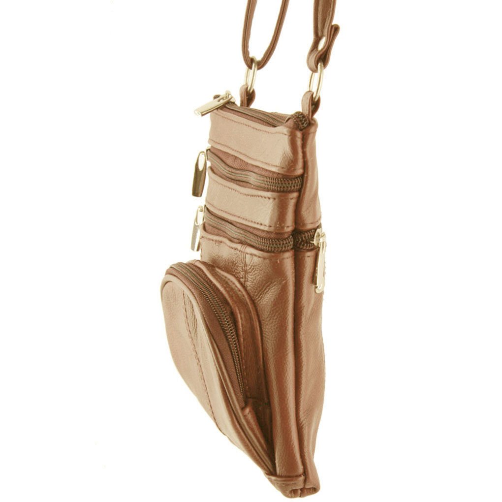 SILVERFEVER Women's Shoulder Crossbody Round RFID Pocket Small Genuine Leather Bag