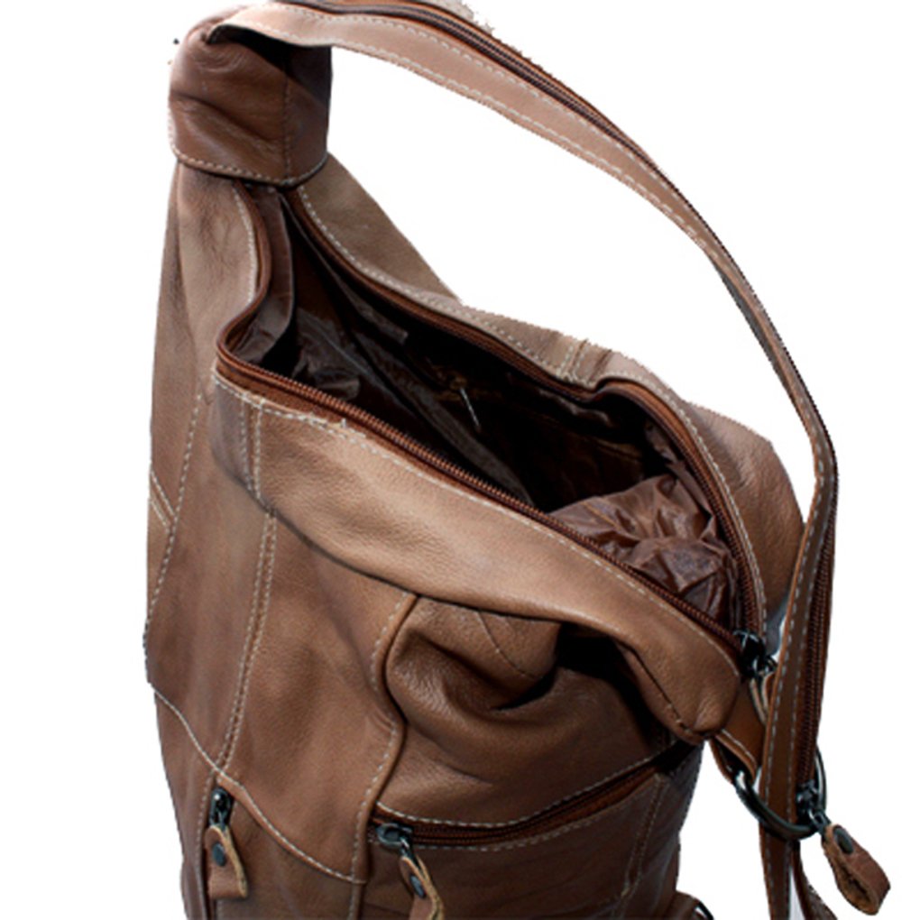 Women's Cowhide Leather Backpack Convertible Sling One Shoulder Large Bag Secure Entry |7 Pocket