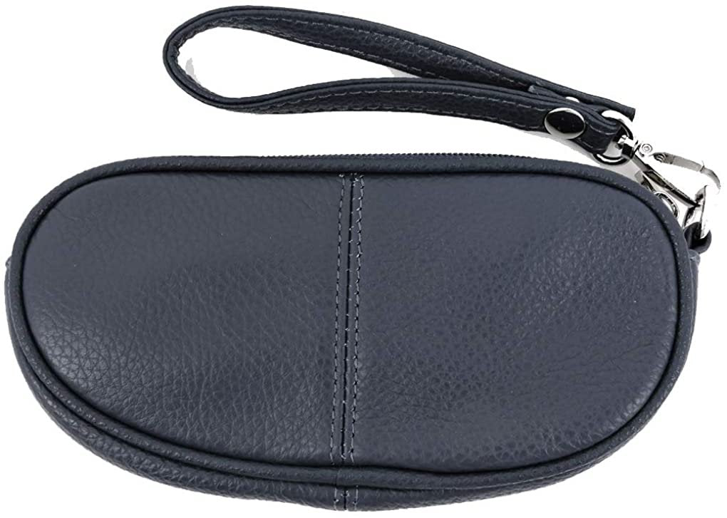 Leather Eyeglass Glasses Case with Wristlet Handle, Padded WOMAN