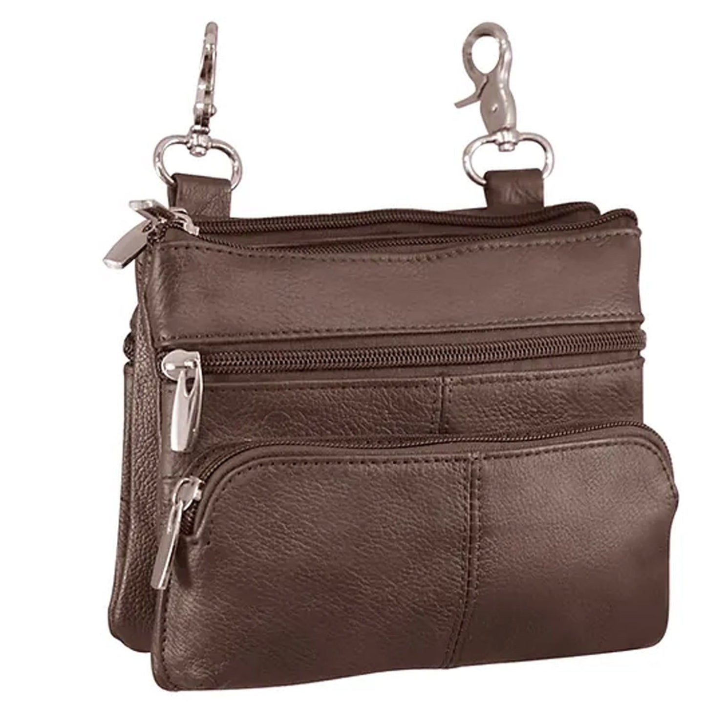 SILVERFEVER Leather Bike Rider Accordion Bag Cross Body Belt Phone Pack Pouch