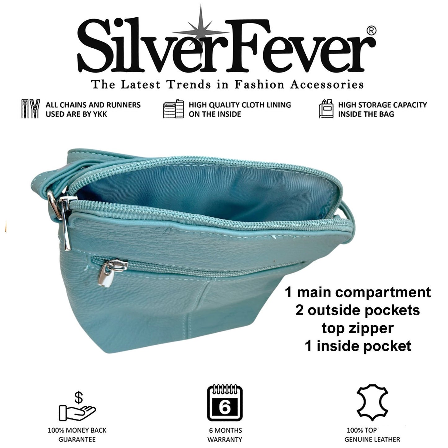 SILVERFEVER Women's Phone Crossbody Bag Trendy Small Purse Cowhide Leather Handbag (Black)